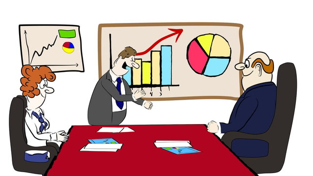 Presentation. Business Profits. Boss Happy.