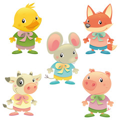 Cute animal family. Vector isolated characters.