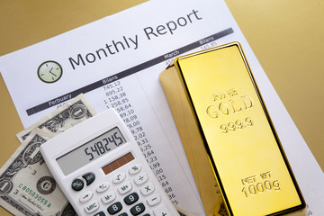 Gold and money, financial concept