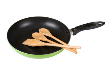 Frying pan and spatulas