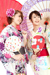 Beautiful kimono women. Portrait of asian women.