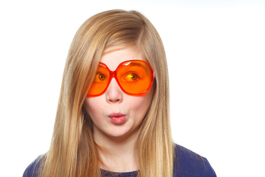 girl with funny glasses