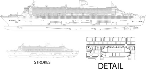 High detailed vector of Queen Marry 2 cruise ship