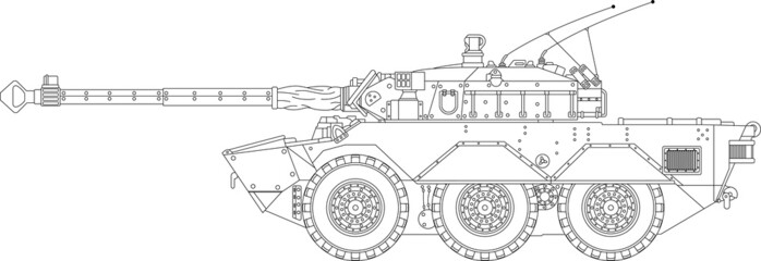 High detailed vector of a modern tank - side view