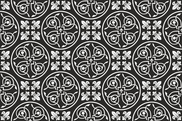 Black-and-white seamless gothic  pattern with fleur-de-lis - 41344806