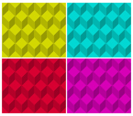 Pixelated cubic seamless pattern. Vector illustration.