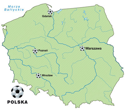 Fototapeta Fussballkarte von Polen als Infografik
