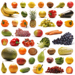 A collage of many fresh and tasty fruits and vegetables