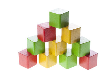 Pyramid with wooden cubes