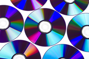 DVD disks over white background