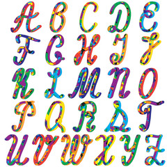 English colorful alphabet for children on white background