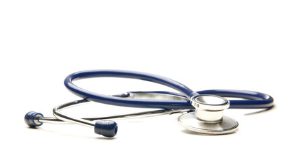 A medical stethoscope isolated on a white background
