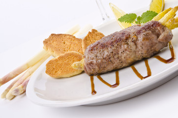 Asparagus full beefs olive of the calf