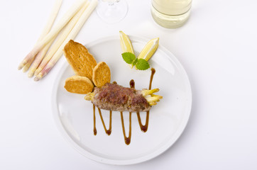 Asparagus full beefs olive of the calf