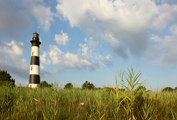 The Bodie Island lighthouse from the marshes