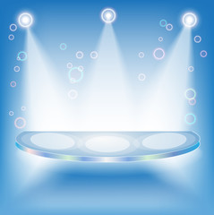 Blue 3d isolated Empty shelf for exhibit