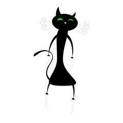 funny cute black cat illustration