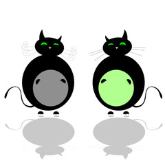 funny two black cat vector