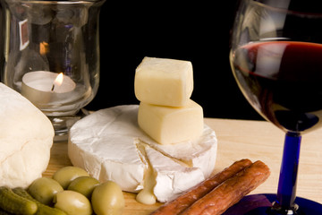 Red Wine, Olives and Cheese