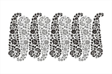 traditional paisley floral border, textile , Rajasthan , India