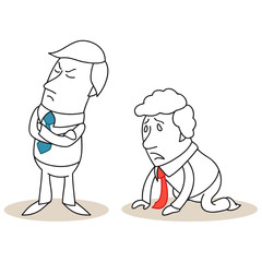 Geschäftsleute, beleidigt, sich entschuldigend