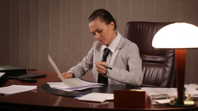 Female boss signed documents