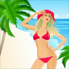 Naklejka premium beach Girl