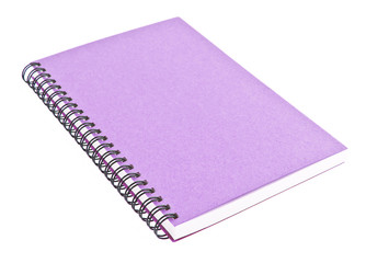Purple front cover notebook isolated on white background