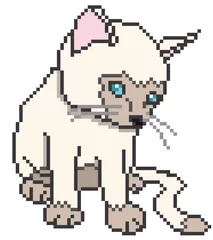 Deurstickers Pixel Pixel Kitten Geïsoleerd