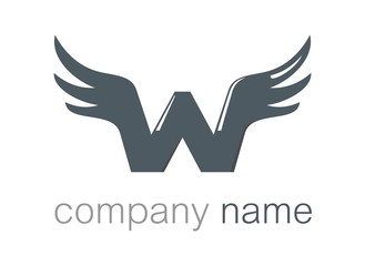 W wings logo symbol - for companies and business