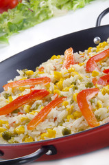 spanish paella with organic vegetables