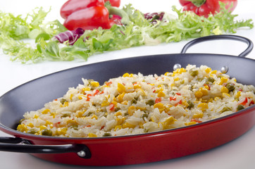 spanish paella with organic vegetables