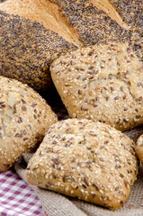 multigrain roll and poppy seed bread