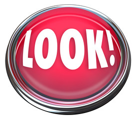 Look Round Red Button Alerting to Urgent Emergency Warning