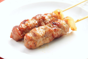 Grilled pork, Asian delicious food in white dish