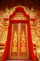 Traditional Thai art church door