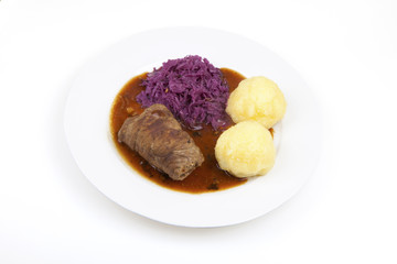 Beef Roulade, red cabbage and knödel