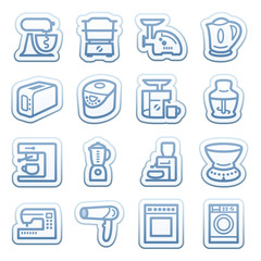 Blue web stickers with icons 17