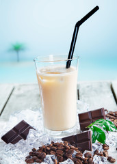 Cafe mocha chilled through a straw