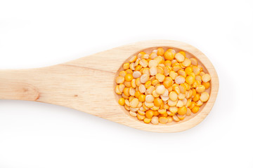 Wooden spoon with lentils