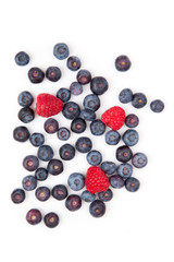 Raspberries and blueberries