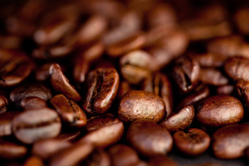 Blurred coffee seeds laid out together