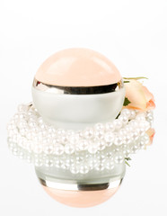 The beautiful perfume bottles on white background