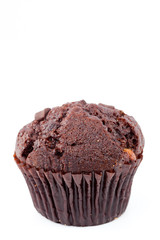 Close up of a fresh baked chocolate muffin