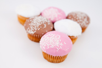 Blurred muffins placed in pyramid