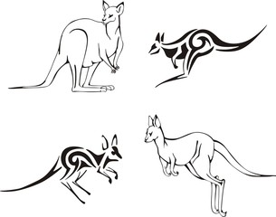 Kangaroos. Vector Set