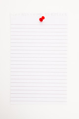 Blank page with red thumbtack