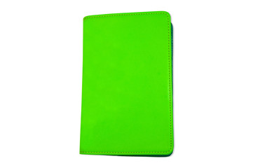 green notebook isolated on white