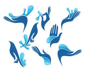 vector collection of clean women hands and fresh water