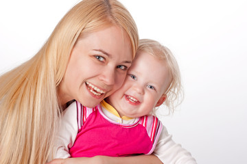 smiling girl with  child